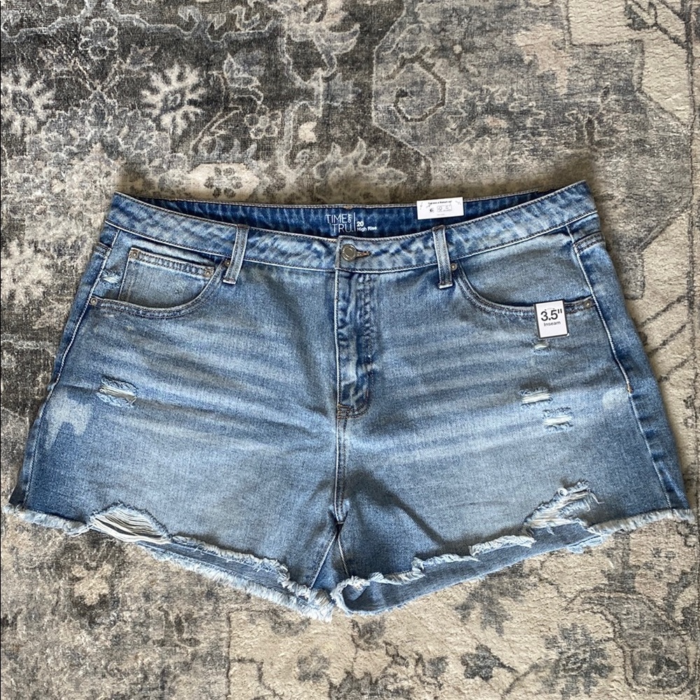 Time and Tru Distressed High Rise Shorts